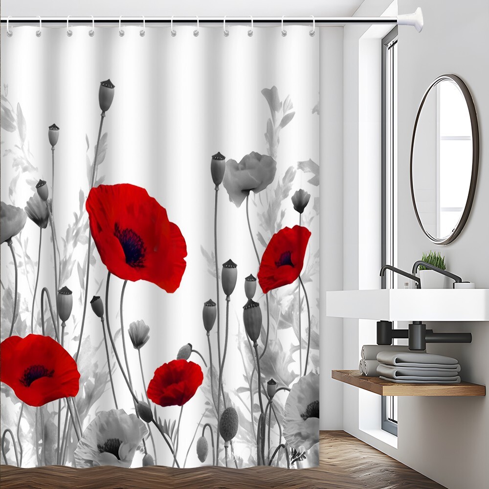 Custom Printed Bath Curtain — custom printed polyester bath curtain detail view