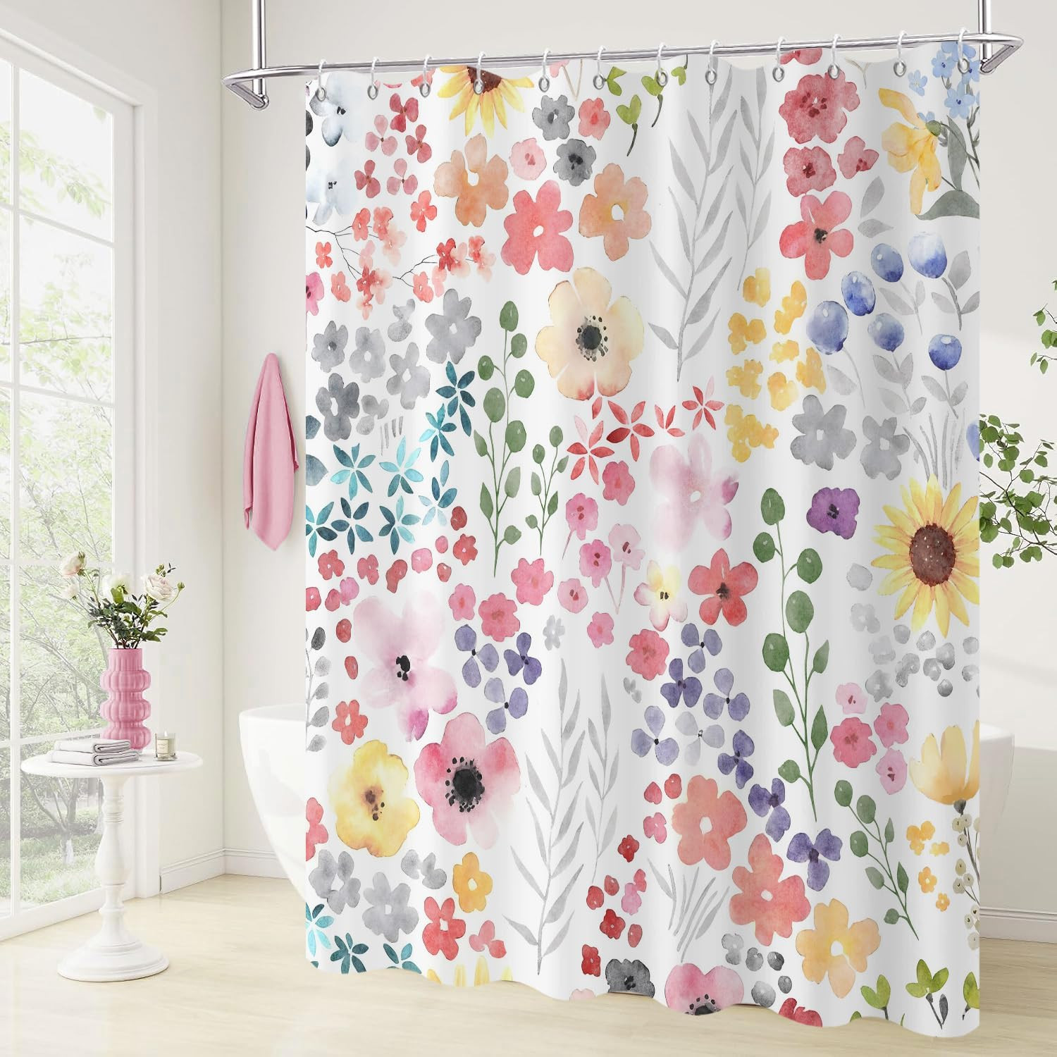 Custom Printed Bath Curtain — custom printed polyester bath curtain detail view