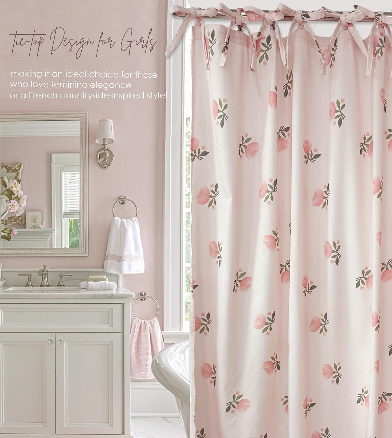 Custom Printed Bath Curtain — custom printed polyester bath curtain detail view