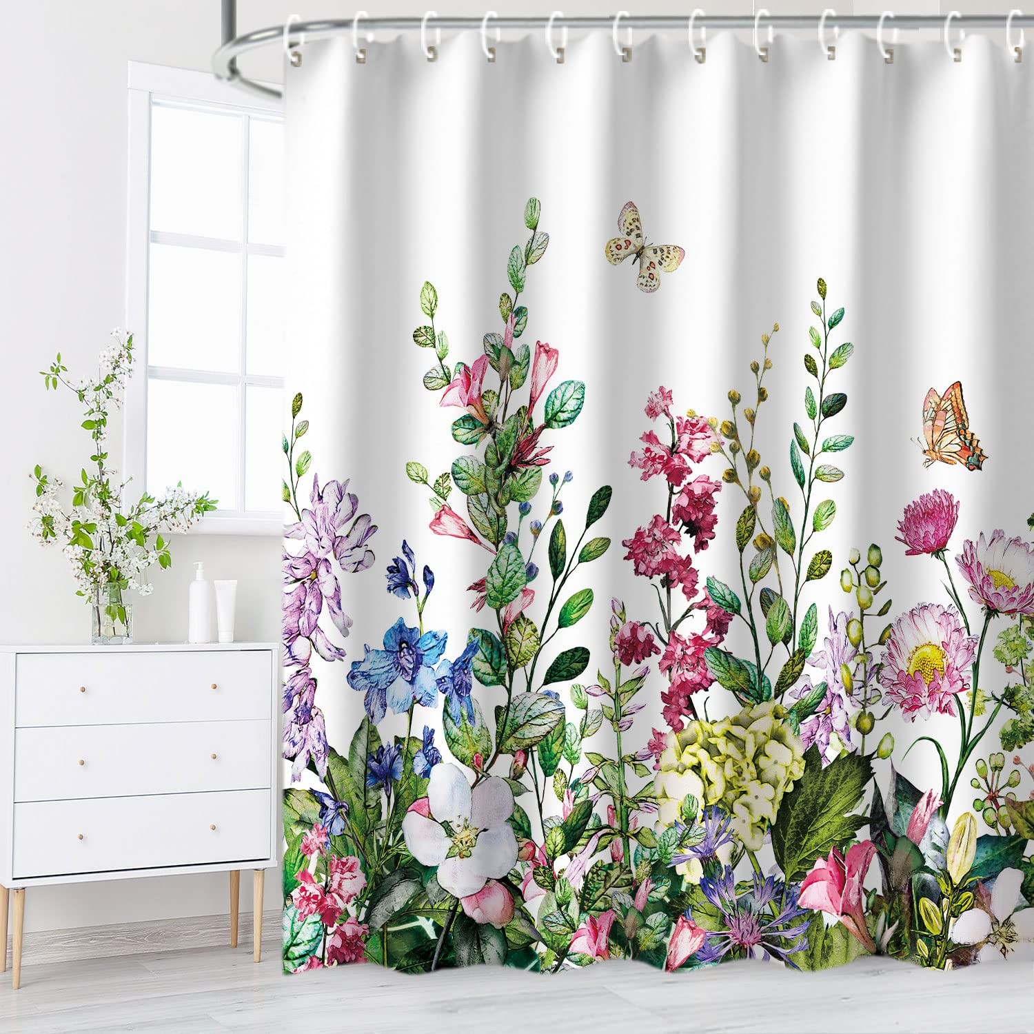 Custom Printed Bath Curtain — custom printed polyester bath curtain detail view