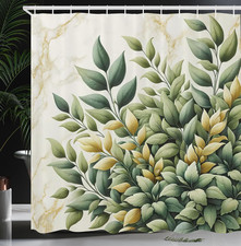 Eucalyptus Leaves Shower Curtain, Bold Branches with Retro Nature Concept on Mar — custom printed polyester bath curtain