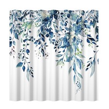 Yeele Blue Leaves Long Fabric Shower 72"W x 96"L (Pack of 1), Yfx05241 — custom printed polyester bath curtain