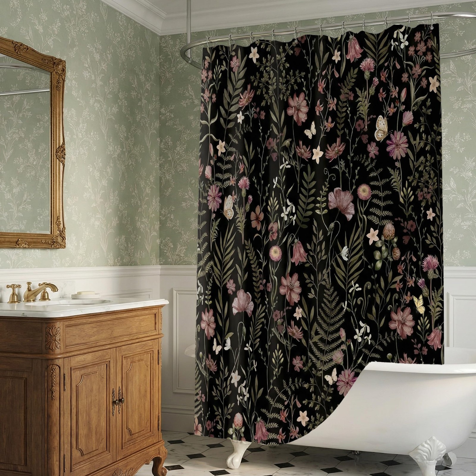 Custom Printed Bath Curtain — custom printed polyester bath curtain detail view