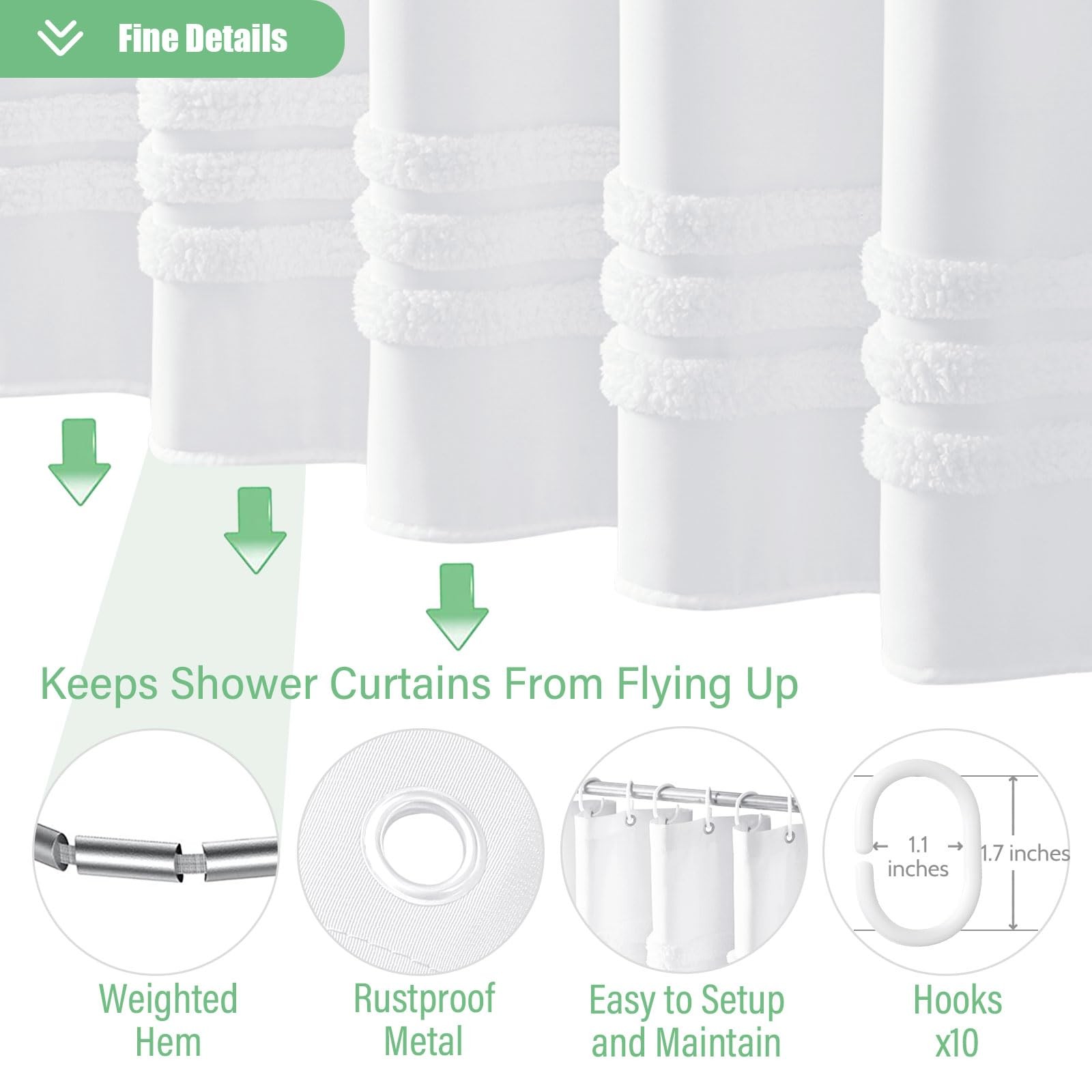 Custom Printed Bath Curtain — custom printed polyester bath curtain detail view
