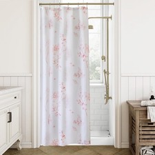 Kids Girls Shower Curtain Pink Floral Fabric Small Dorm Bathroom 36x72 Inch — custom printed polyester bath curtain