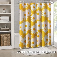 1PC Waterproof Shower Curtain Yellow Daisy Flower Pattern for Bathroom Decor — custom printed polyester bath curtain