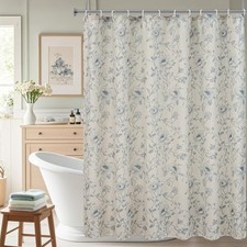 Blue Floral Shower Curtain 72x72, 72"W x 72"L (Pack of 1) Beige/Light Blue — custom printed polyester bath curtain