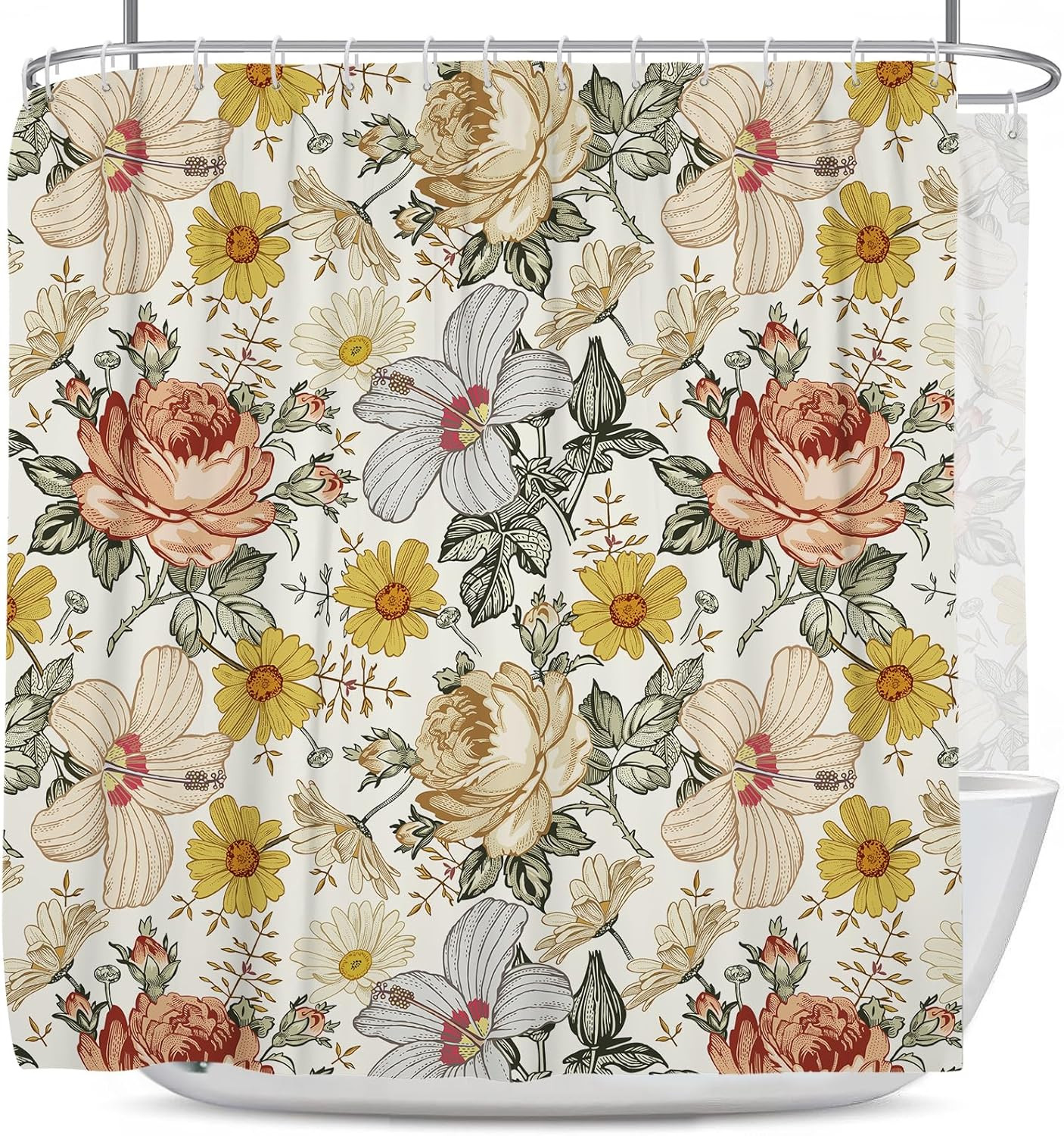 Custom Printed Bath Curtain — custom printed polyester bath curtain detail view