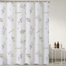 Wildflower Shower Curtain with Hooks Floral — custom printed polyester bath curtain