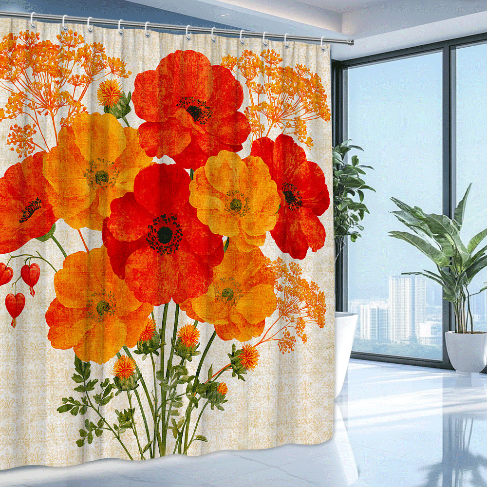 Custom Printed Bath Curtain — custom printed polyester bath curtain detail view