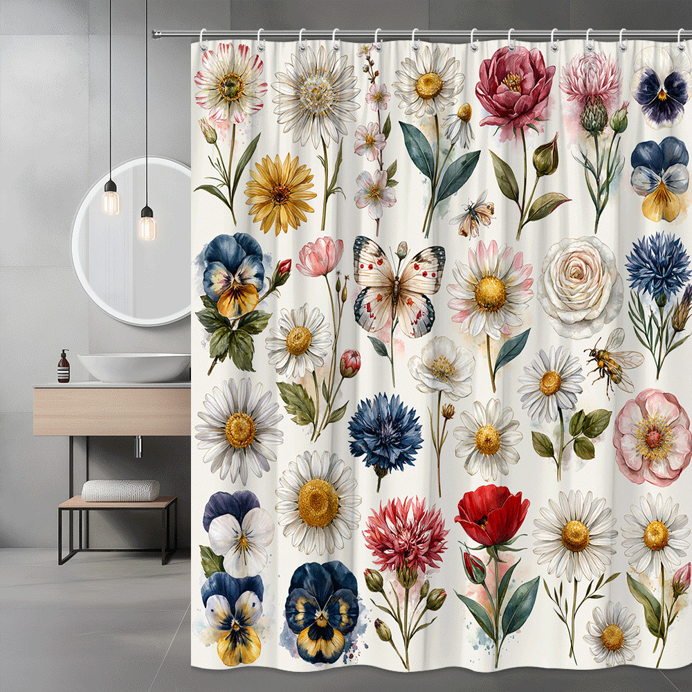 Custom Printed Bath Curtain — custom printed polyester bath curtain