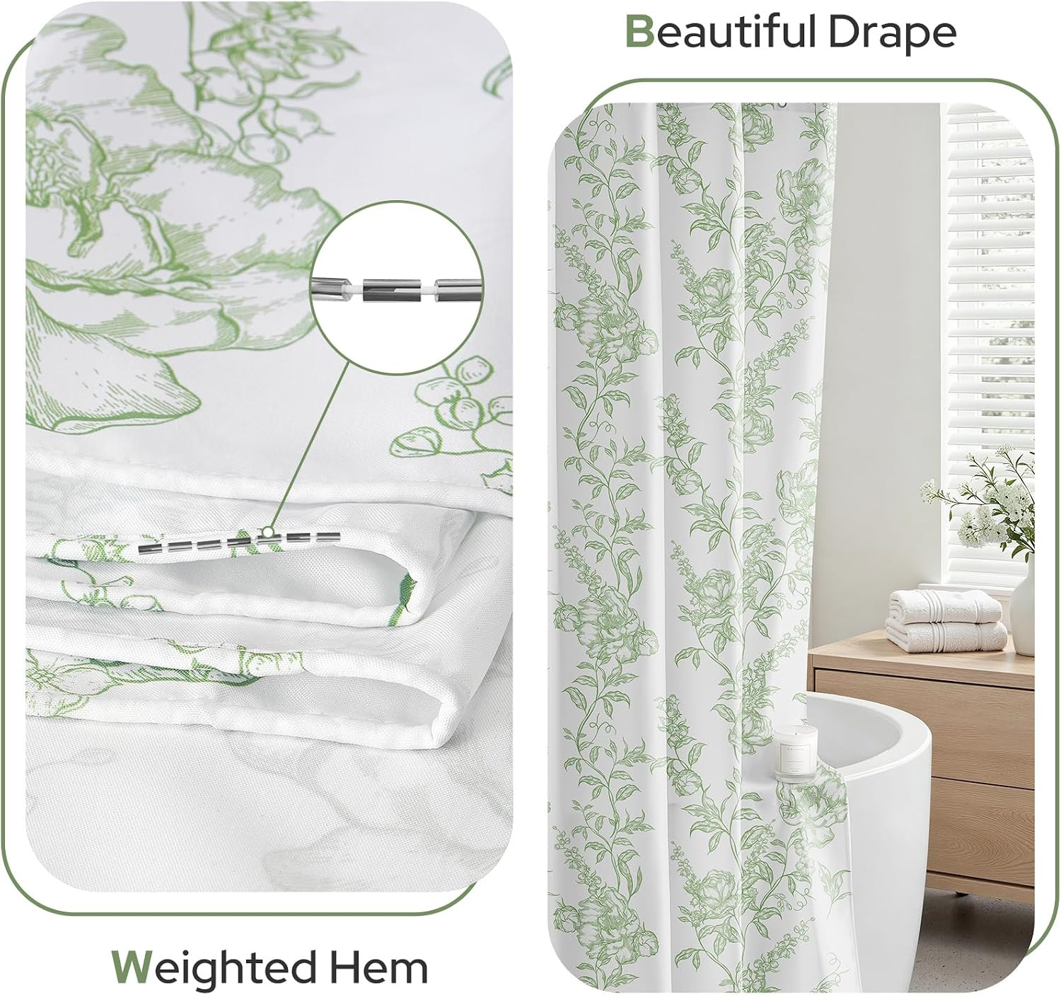 Custom Printed Bath Curtain — custom printed polyester bath curtain detail view