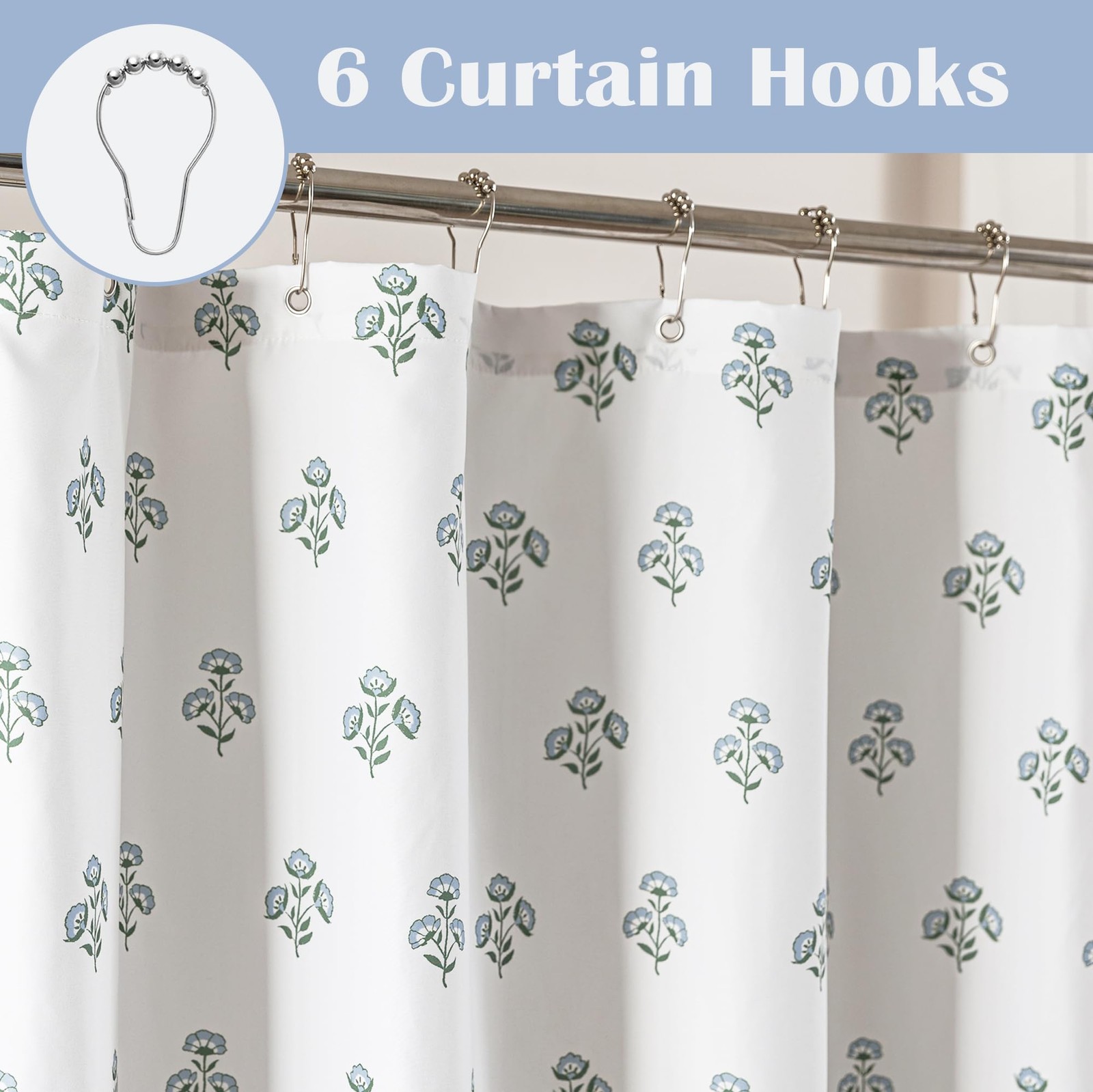Custom Printed Bath Curtain — custom printed polyester bath curtain detail view