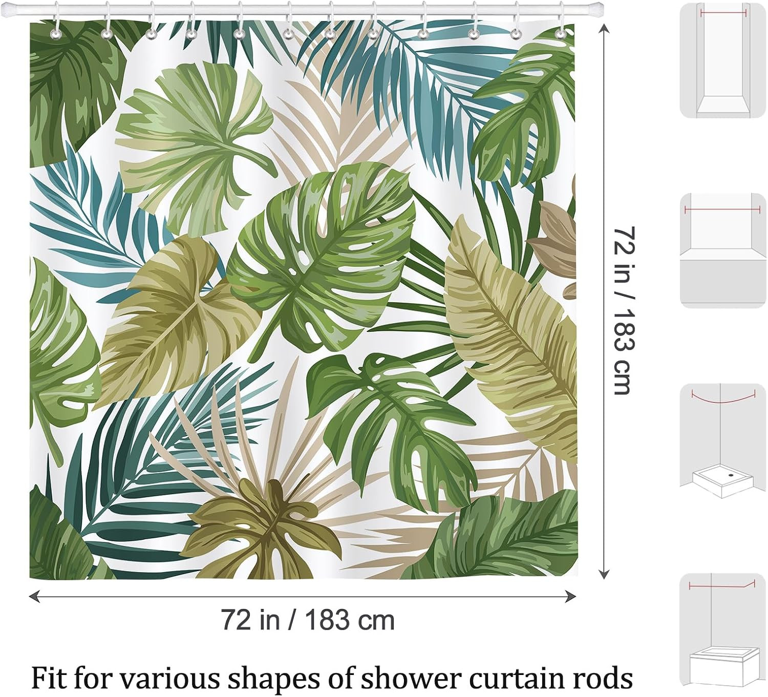 Custom Printed Bath Curtain — custom printed polyester bath curtain detail view