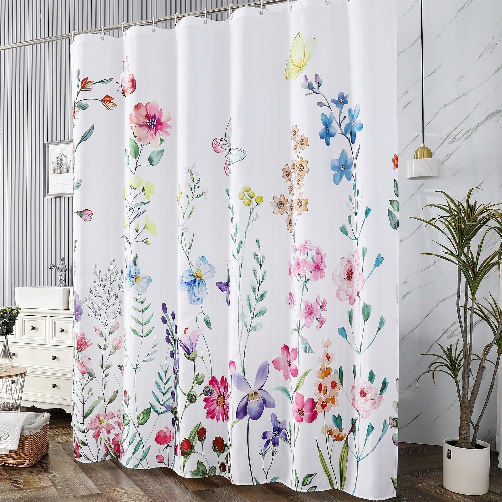 Custom Printed Bath Curtain — custom printed polyester bath curtain detail view