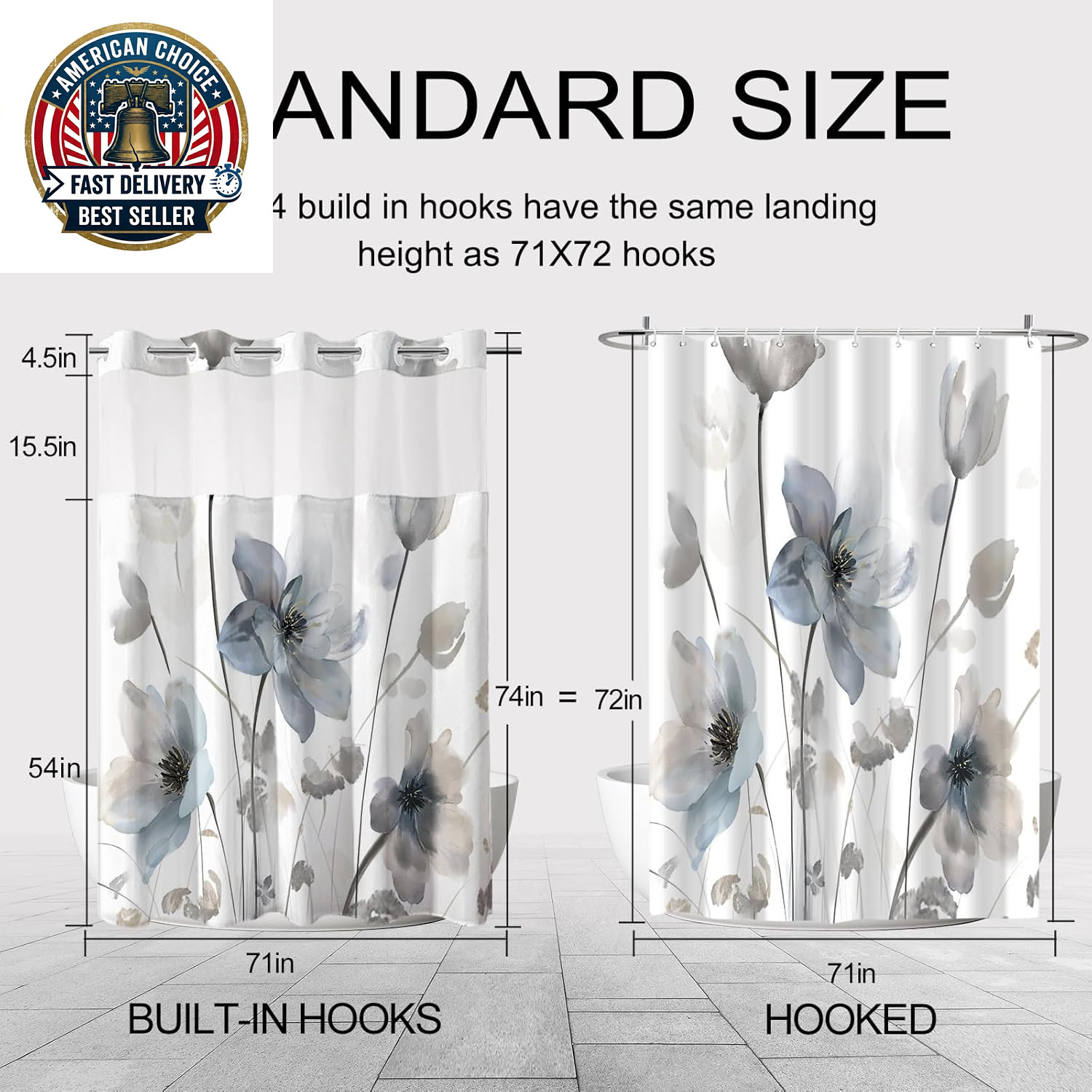 Custom Printed Bath Curtain — custom printed polyester bath curtain detail view
