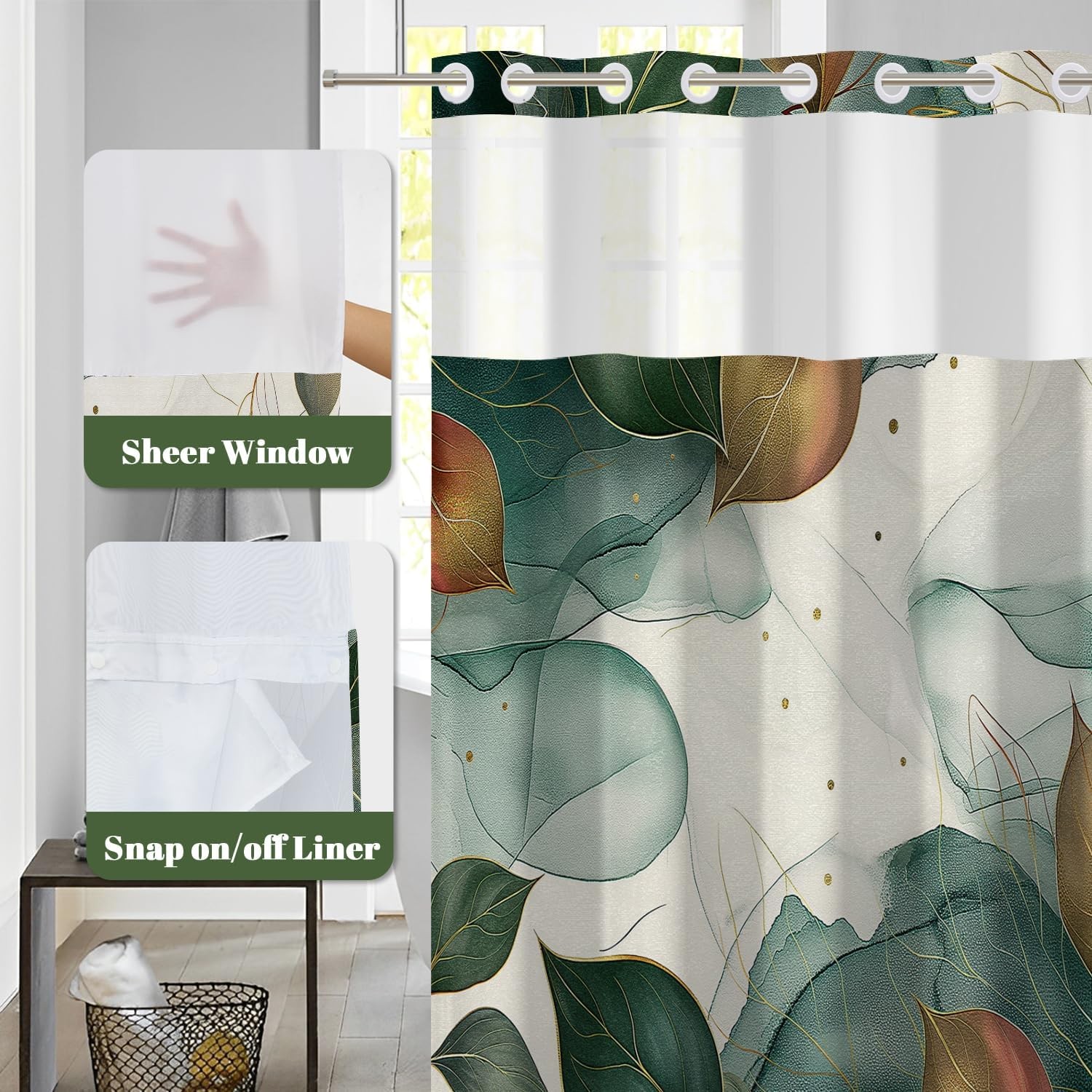 Custom Printed Bath Curtain — custom printed polyester bath curtain detail view