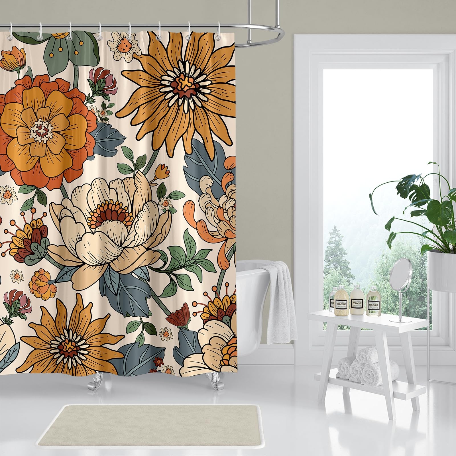Custom Printed Bath Curtain — custom printed polyester bath curtain detail view
