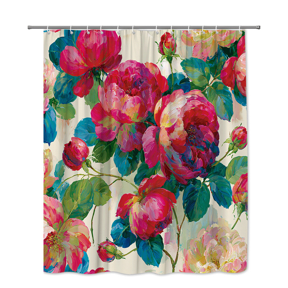 Custom Printed Bath Curtain — custom printed polyester bath curtain detail view