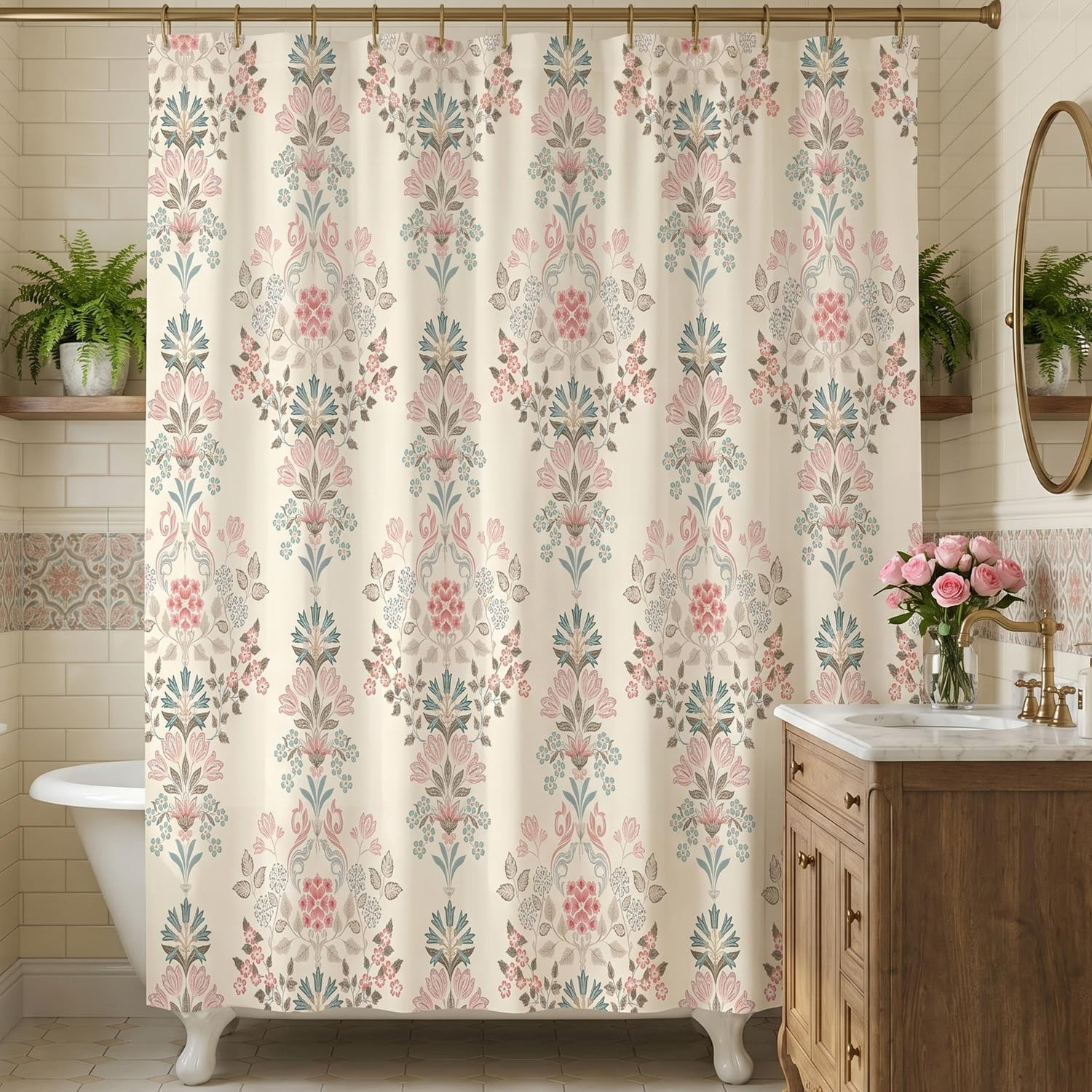 Custom Printed Bath Curtain — custom printed polyester bath curtain detail view