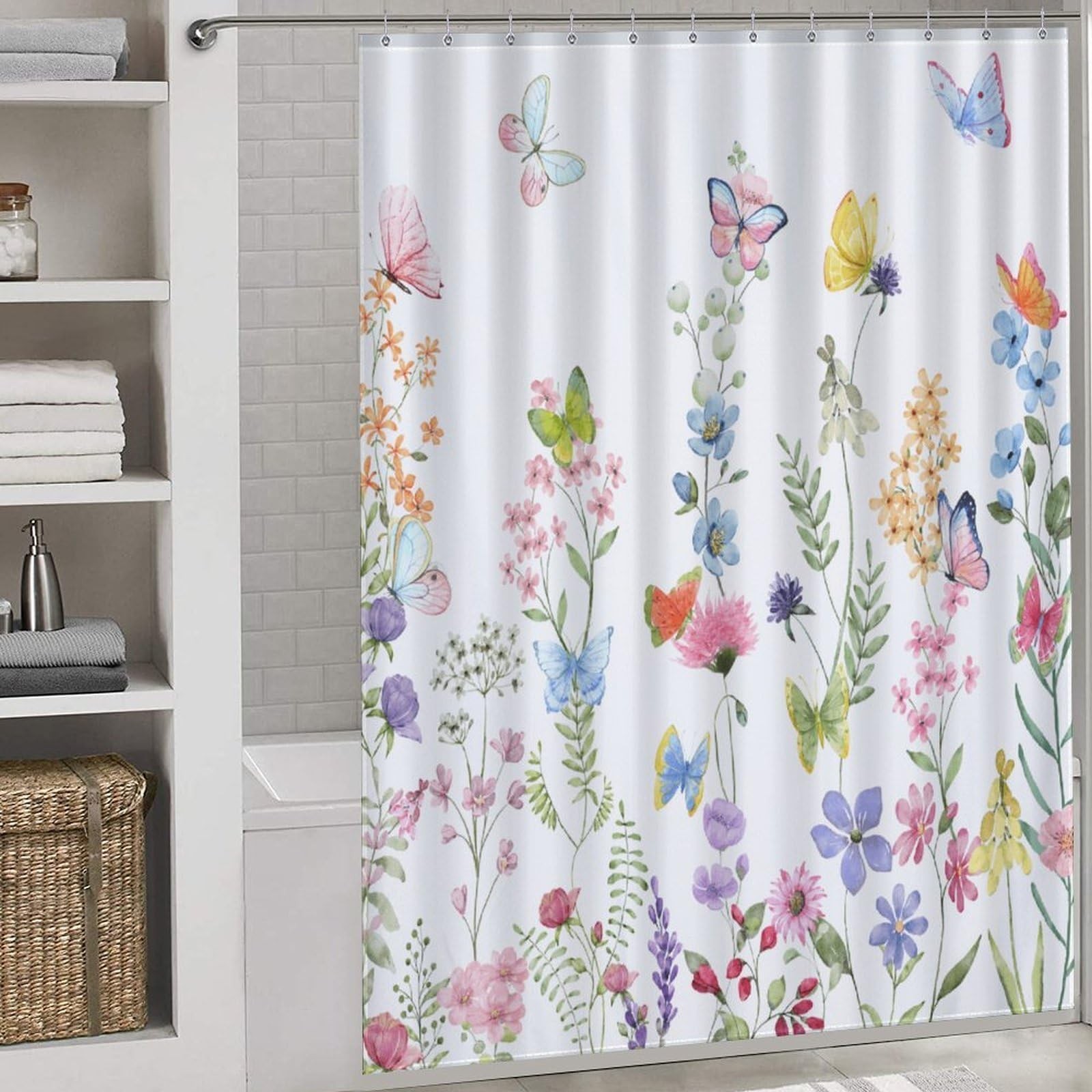 Custom Printed Bath Curtain — custom printed polyester bath curtain detail view