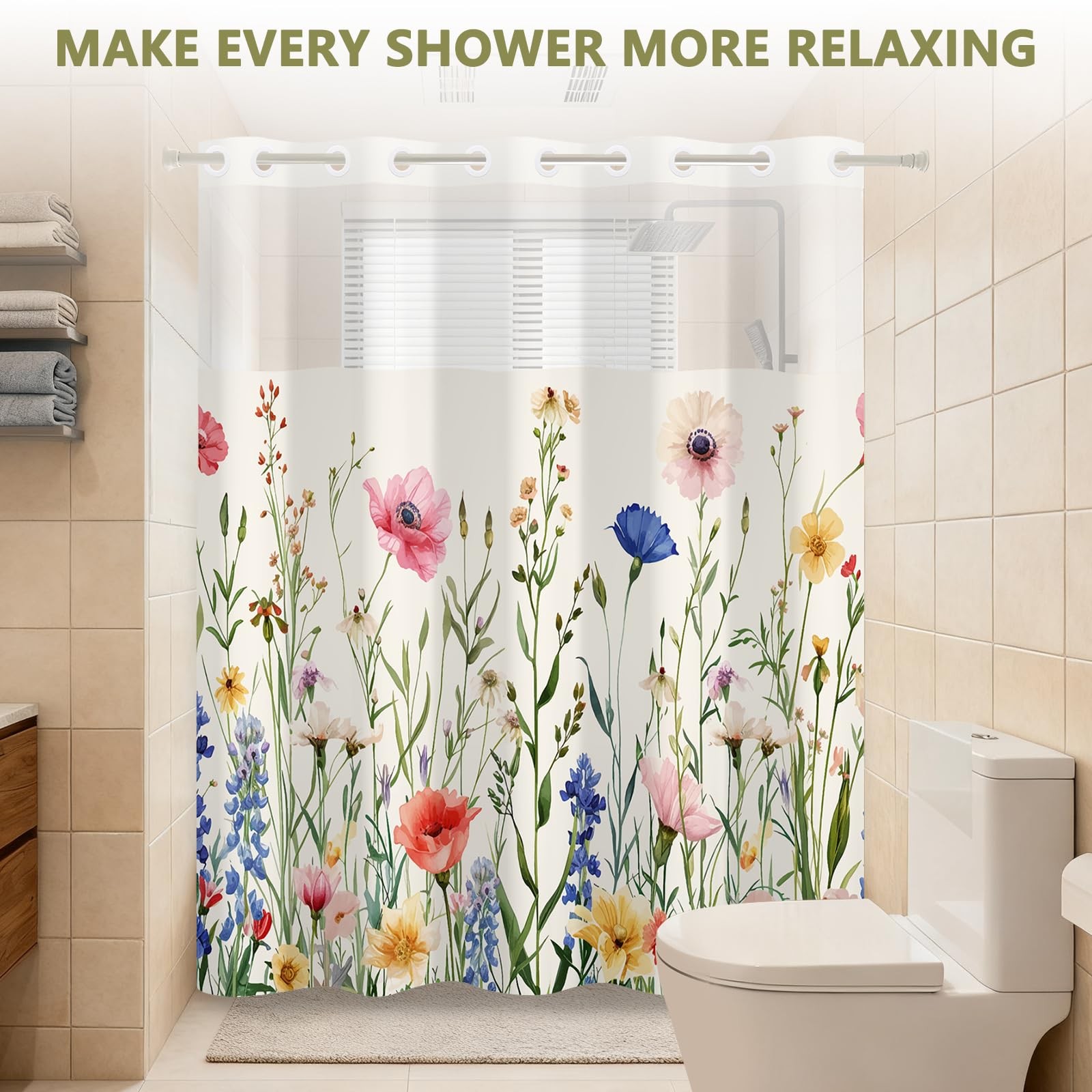 Custom Printed Bath Curtain — custom printed polyester bath curtain detail view