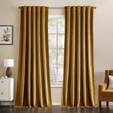 Gold Velvet Curtains 52x96 inches Luxury Blackout Curtains Thermal Insulated — custom printed polyester bath curtain