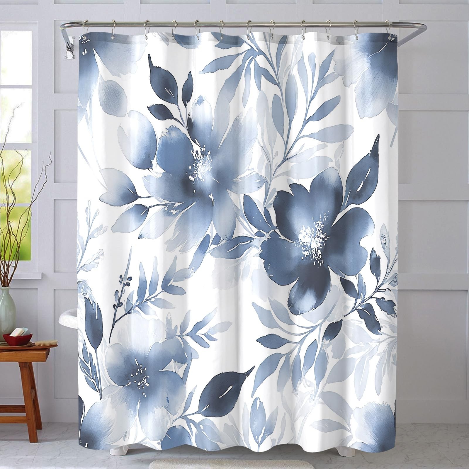 Custom Printed Bath Curtain — custom printed polyester bath curtain detail view