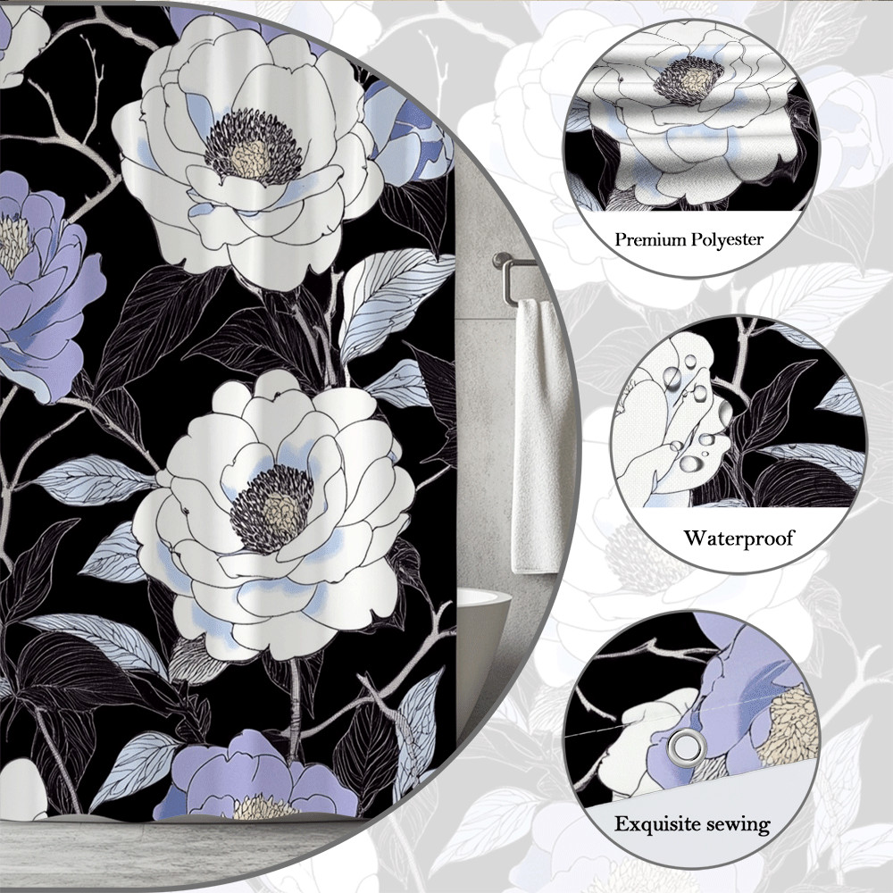 Custom Printed Bath Curtain — custom printed polyester bath curtain detail view