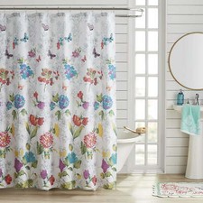 Pioneer Woman Blooming Bouquet Floral Embroidered 72" Cotton Rich Shower Curtain — custom printed polyester bath curtain