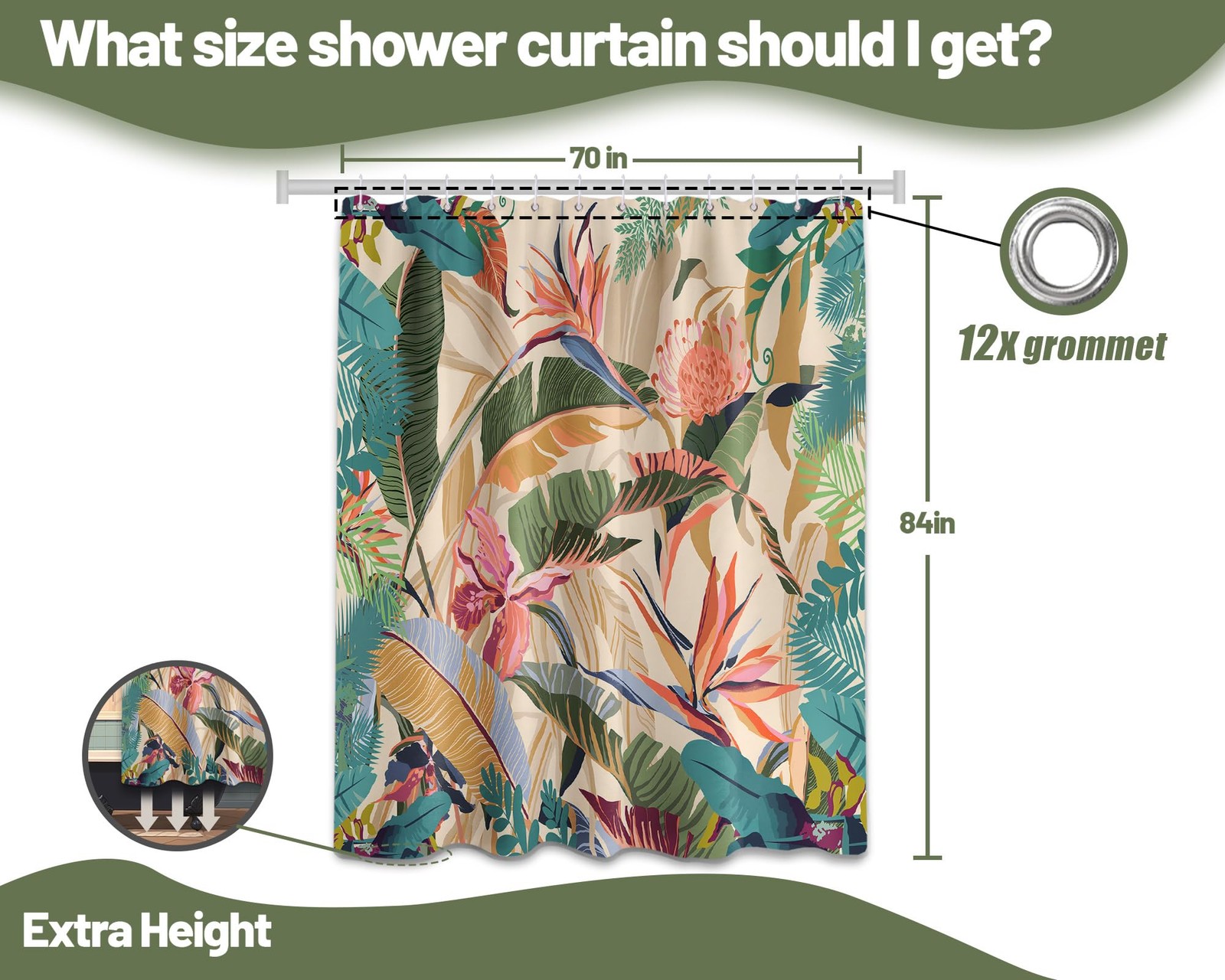 Custom Printed Bath Curtain — custom printed polyester bath curtain detail view