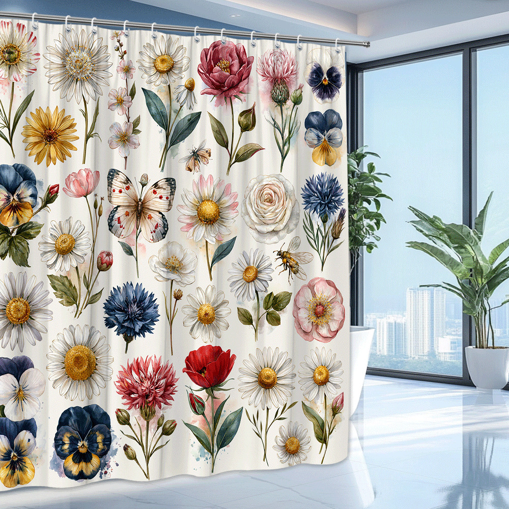 Custom Printed Bath Curtain — custom printed polyester bath curtain detail view
