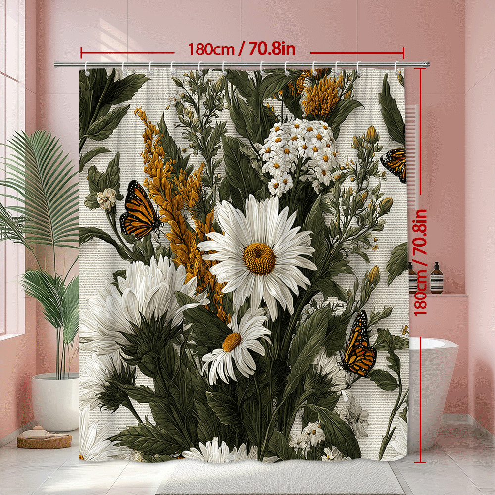 Custom Printed Bath Curtain — custom printed polyester bath curtain detail view