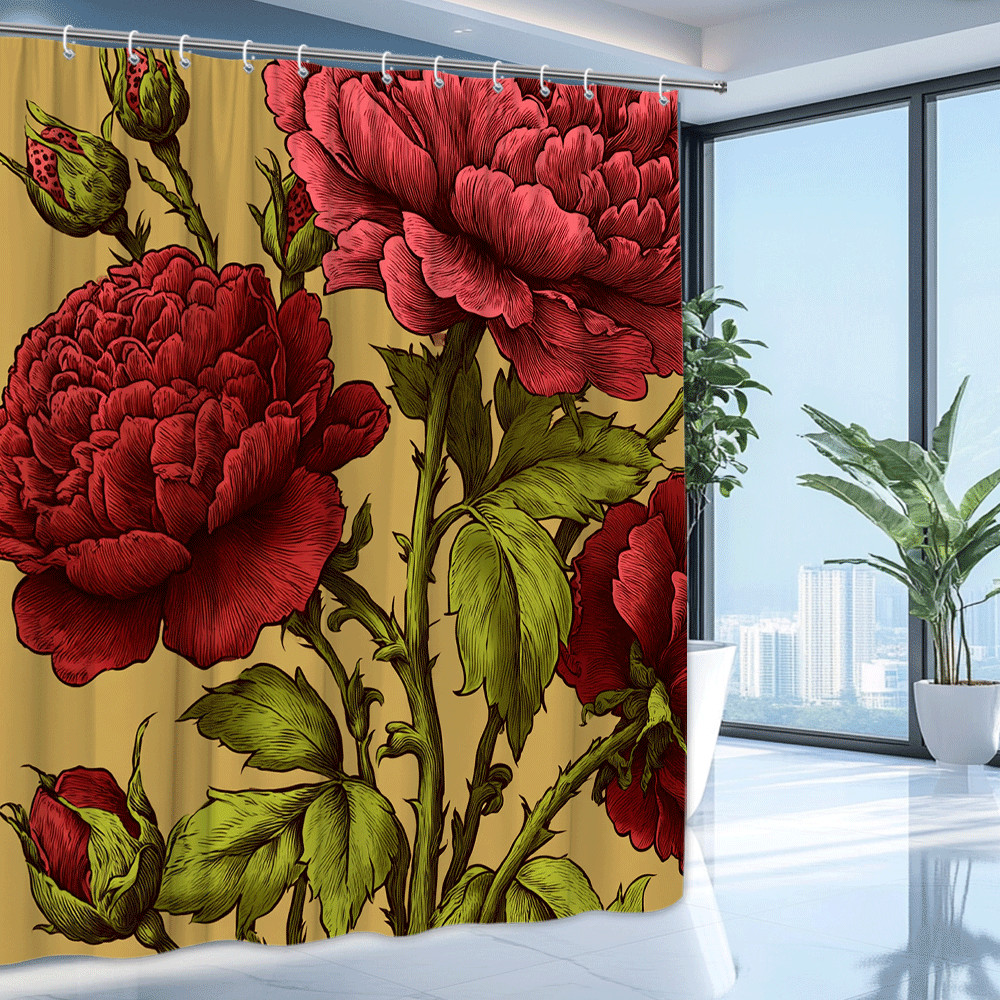 Custom Printed Bath Curtain — custom printed polyester bath curtain detail view