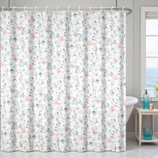 Floral Shower Curtain 72x72 Inch, Romantic 72"W x 72"L (Pack of 1) Pink — custom printed polyester bath curtain