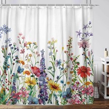 70X70IN(White ), with Hooks, Minimalist Aesthetic Floral Shower curtains for — custom printed polyester bath curtain
