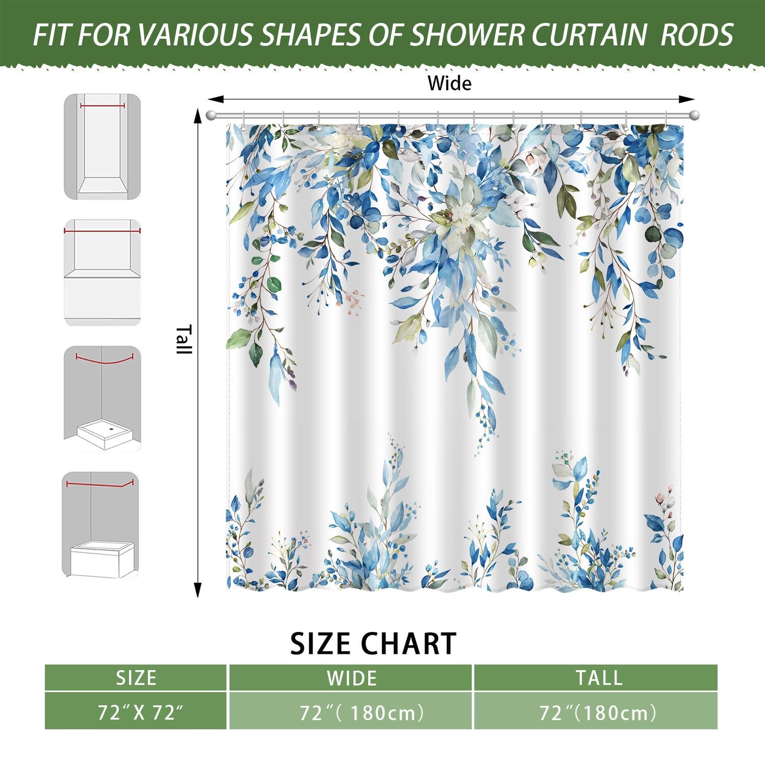 Custom Printed Bath Curtain — custom printed polyester bath curtain detail view