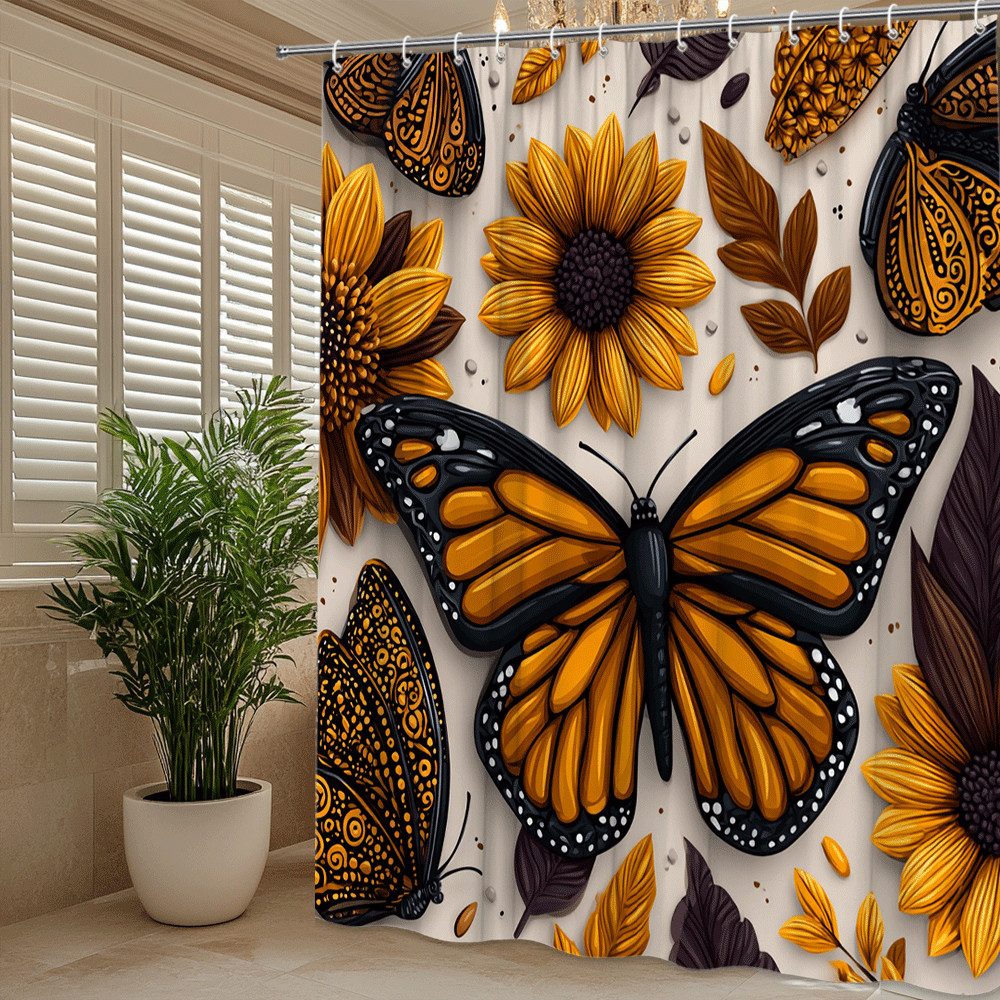 Custom Printed Bath Curtain — custom printed polyester bath curtain detail view