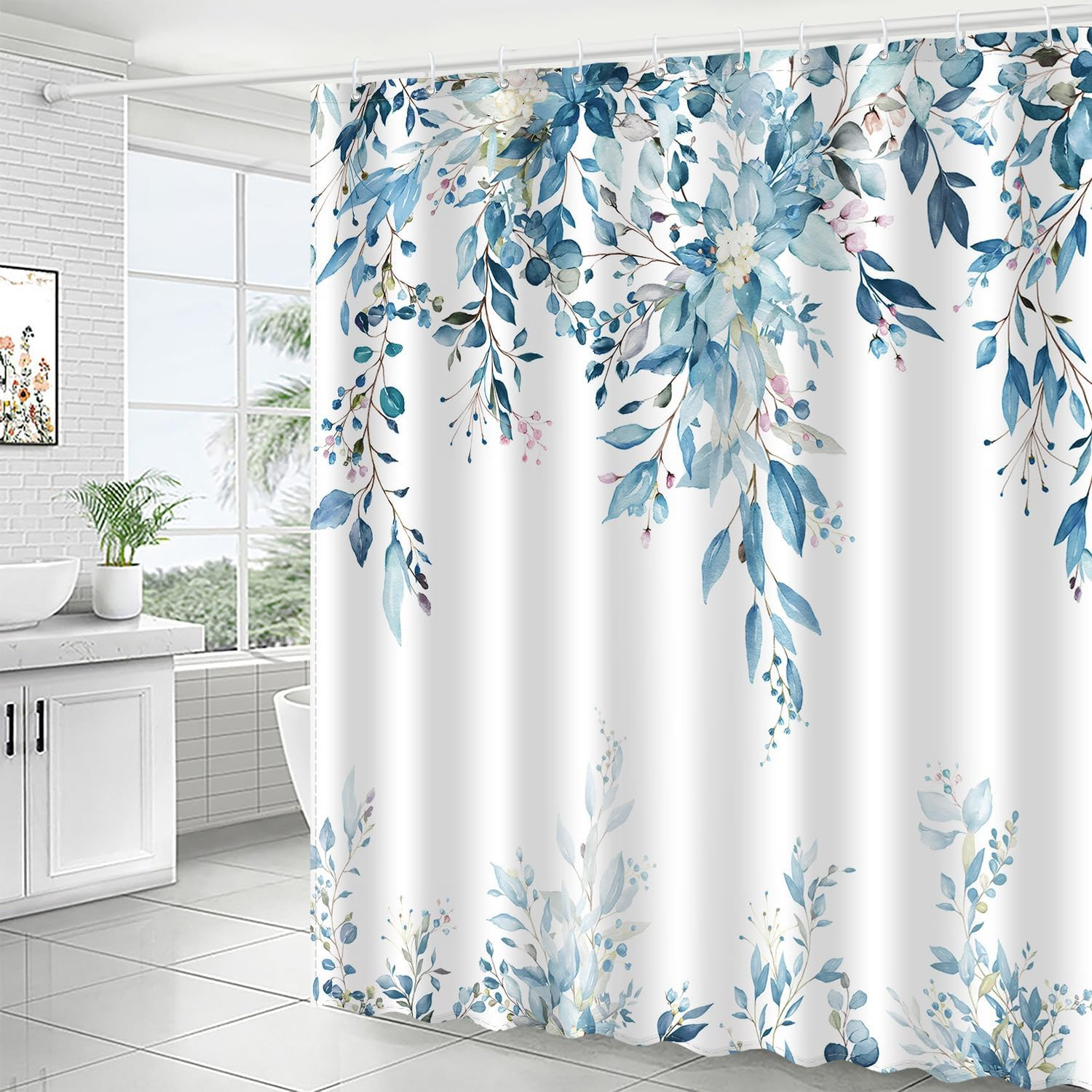 Custom Printed Bath Curtain — custom printed polyester bath curtain detail view