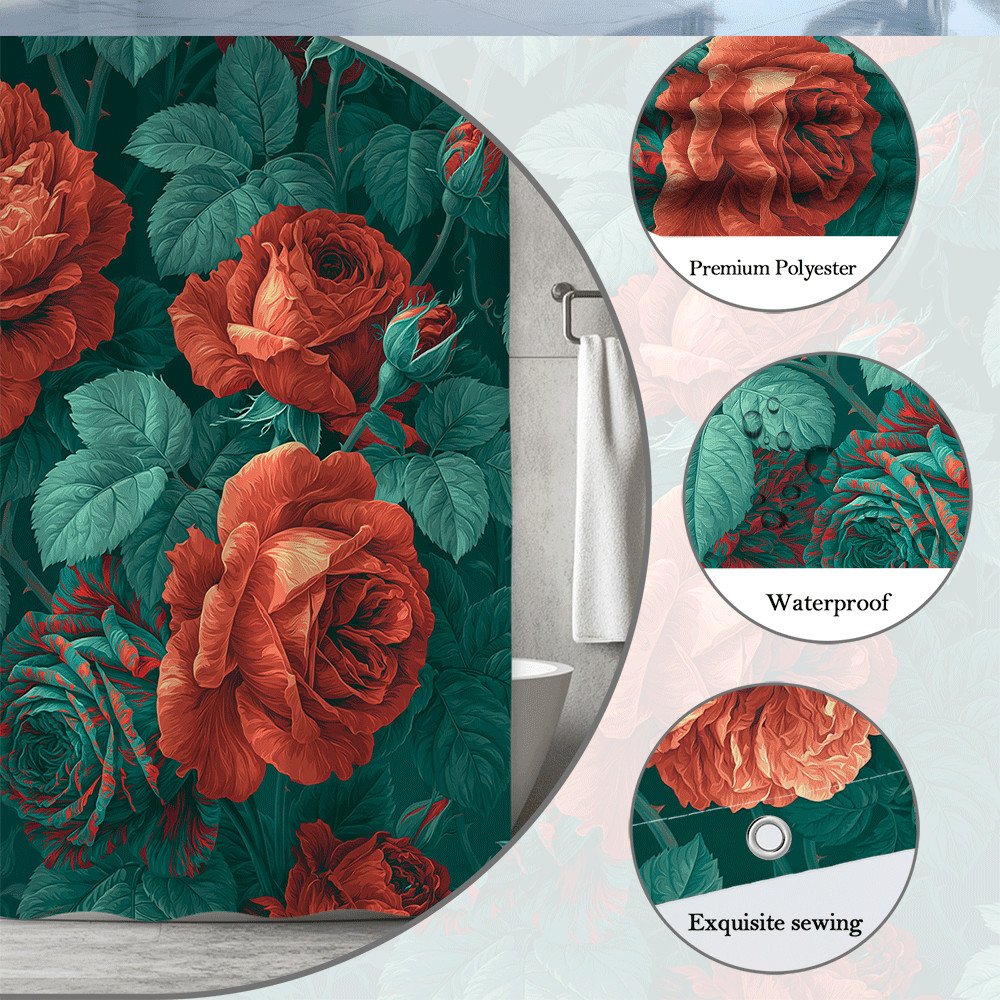 Custom Printed Bath Curtain — custom printed polyester bath curtain detail view