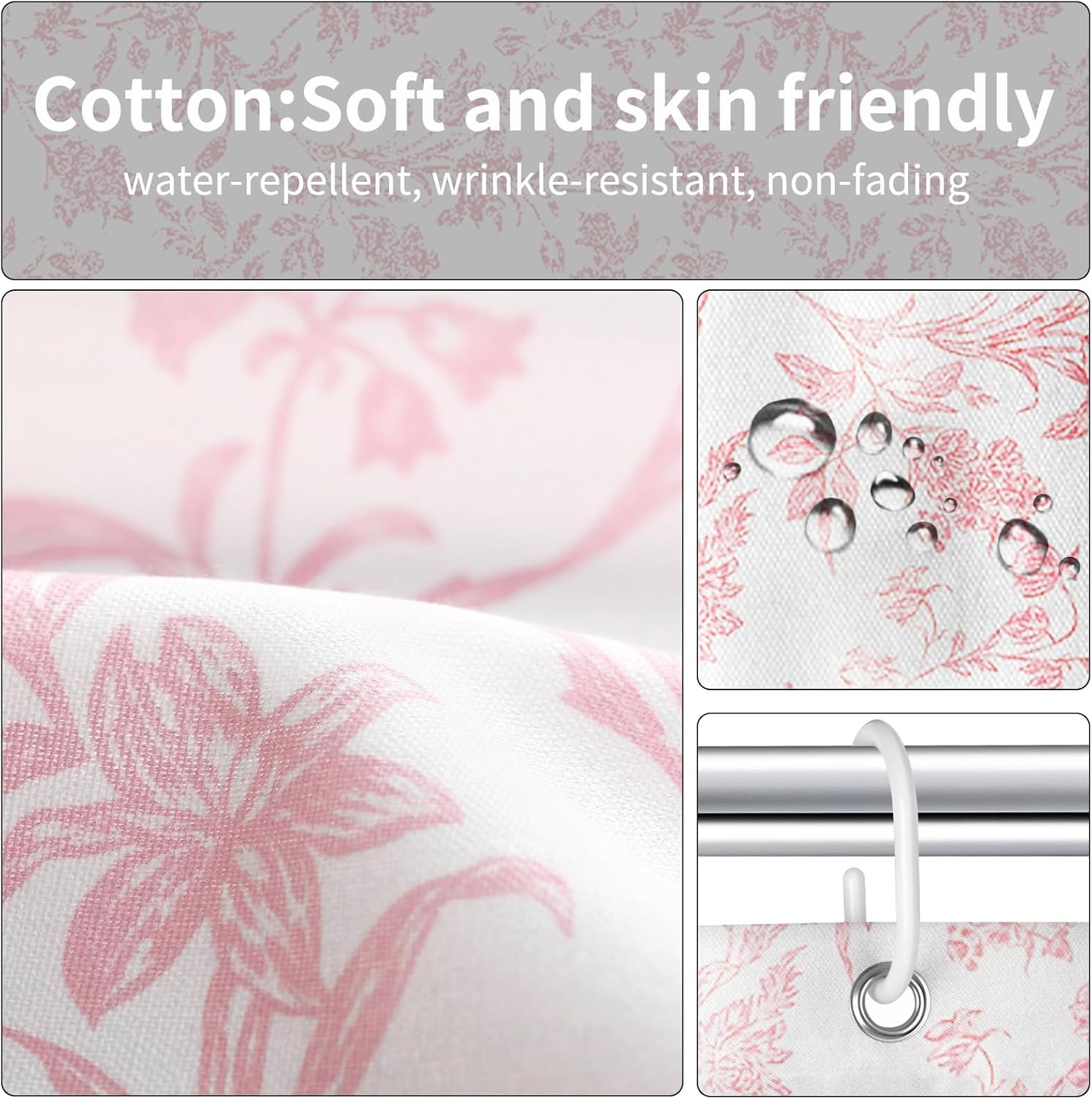 Custom Printed Bath Curtain — custom printed polyester bath curtain detail view