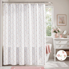 Pink Floral Shower Curtain, Vintage Ditsy Print for Cottagecore Bathroom, 150GSM — custom printed polyester bath curtain