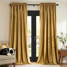 Gold Velvet Curtains 84 inches Length: Living Room Luxury Room Da — custom printed polyester bath curtain