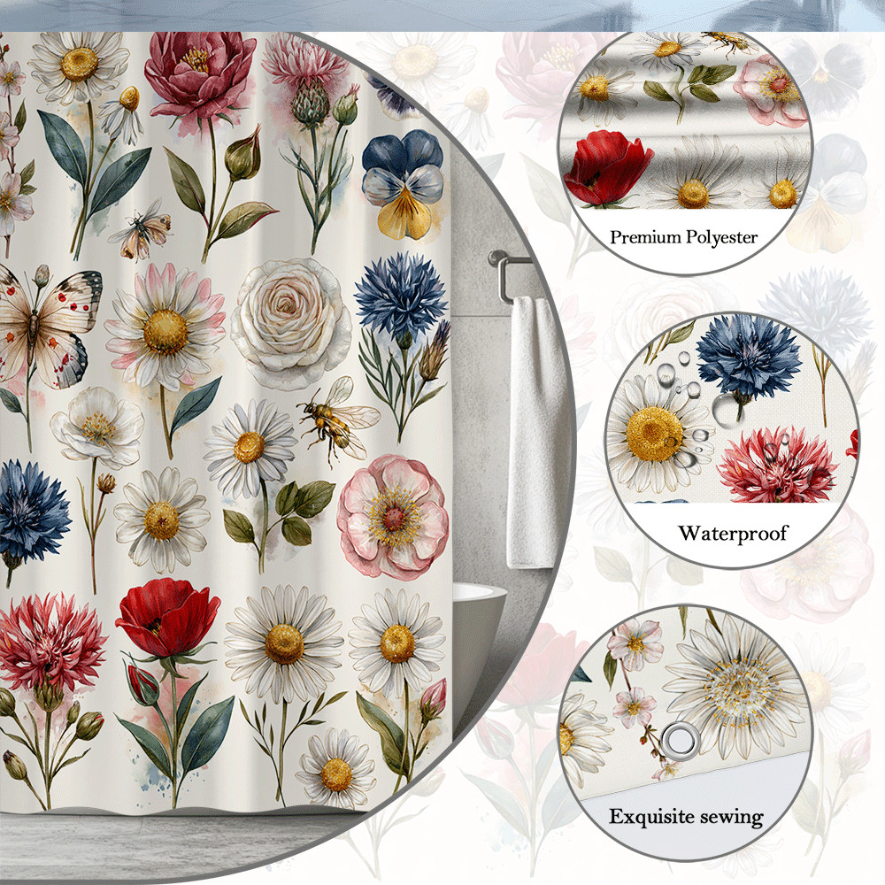 Custom Printed Bath Curtain — custom printed polyester bath curtain detail view