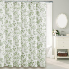Sage Green Shower Curtain Floral Cotton Cottagecore Shower Curtain for Bathroom — custom printed polyester bath curtain