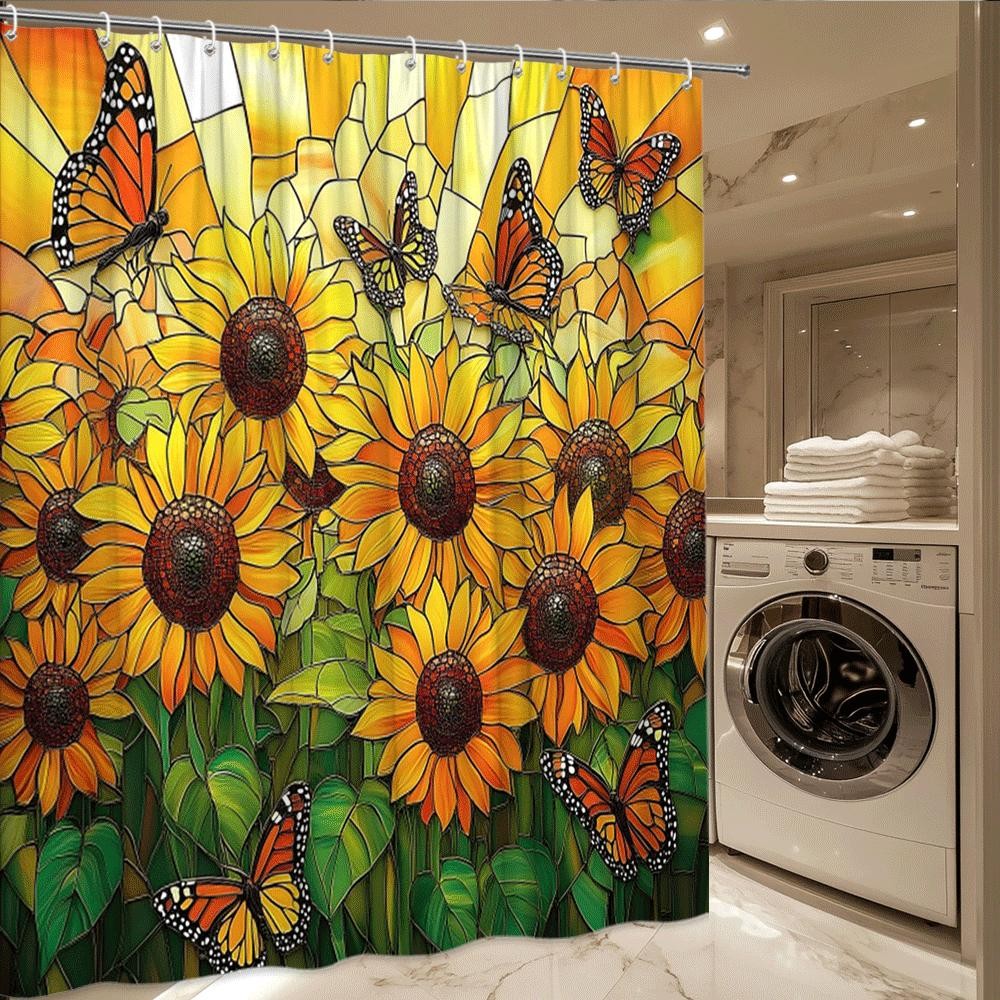 Custom Printed Bath Curtain — custom printed polyester bath curtain detail view