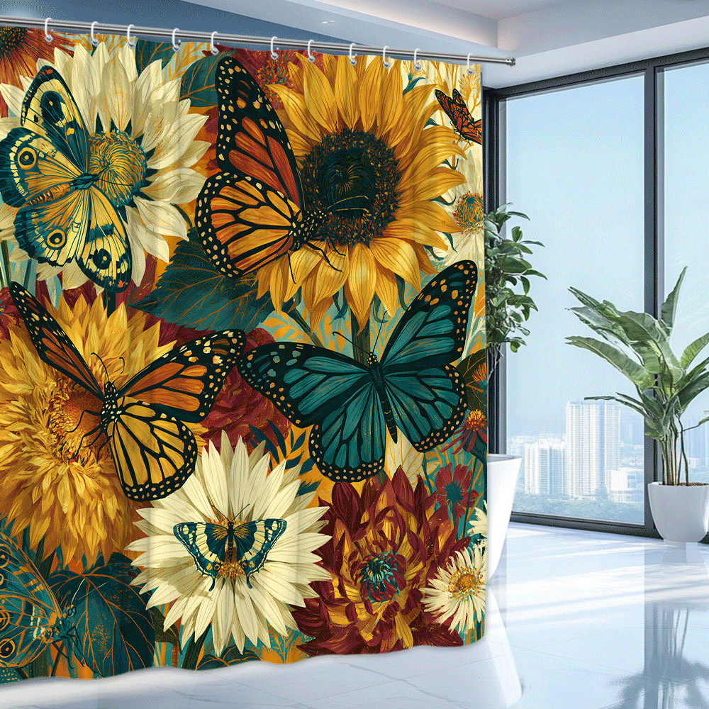 Custom Printed Bath Curtain — custom printed polyester bath curtain detail view