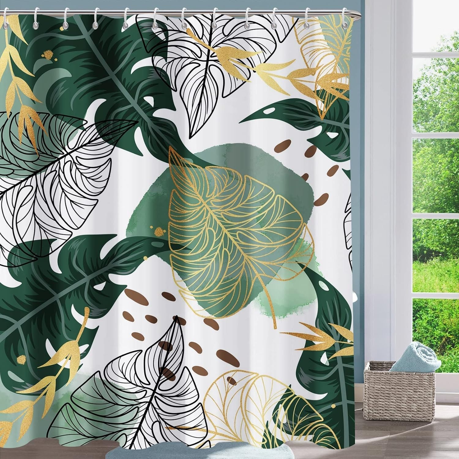 Custom Printed Bath Curtain — custom printed polyester bath curtain detail view