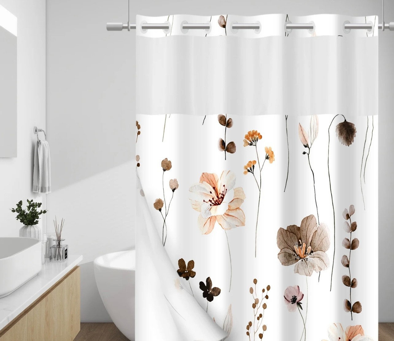 Custom Printed Bath Curtain — custom printed polyester bath curtain