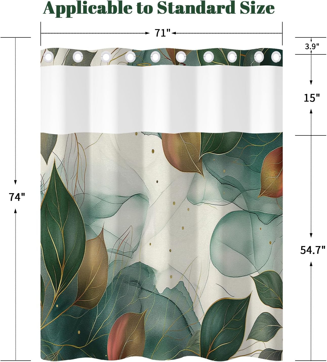 Custom Printed Bath Curtain — custom printed polyester bath curtain detail view